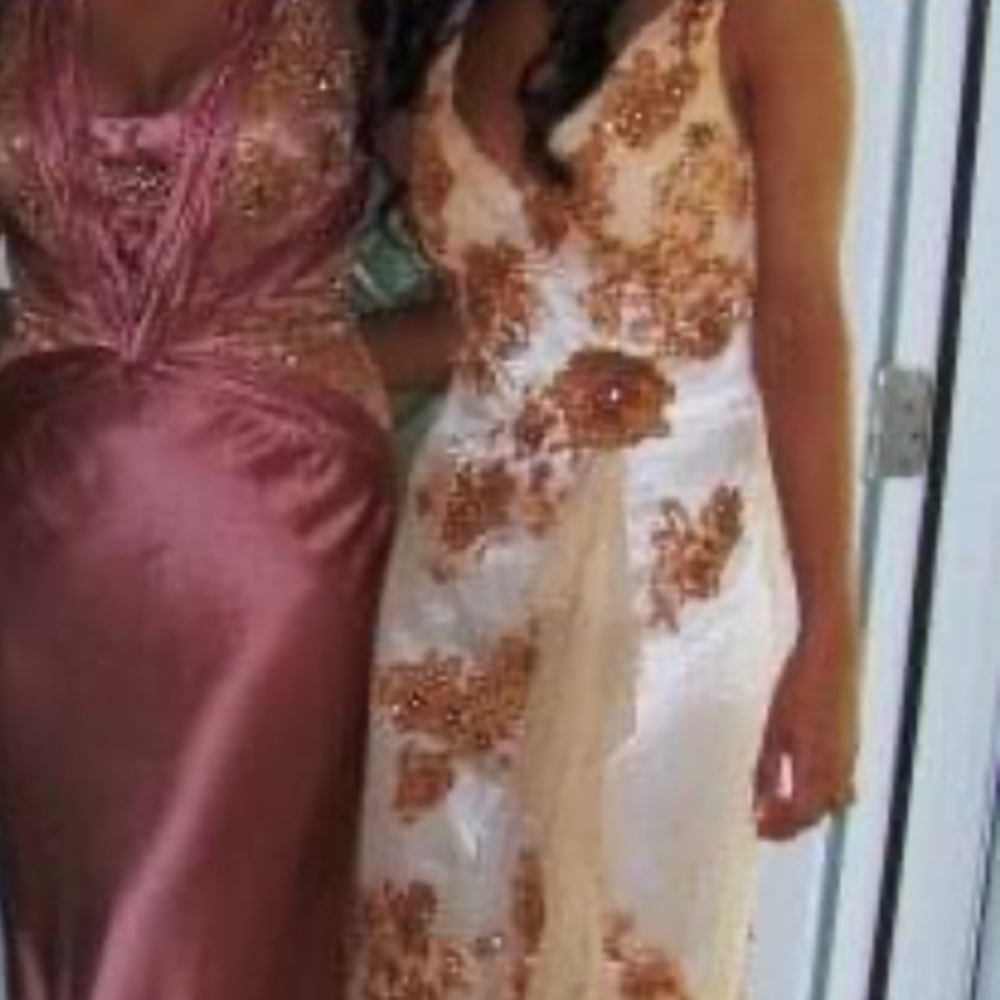 Chiffon cream lace gown - Picture 5 of 11